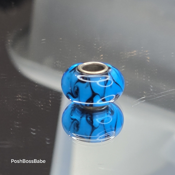 925 sterling Silver core center murano glass bead fits pandora type bracelets - Picture 6 of 7